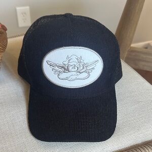 Boys Lie Black Corduroy Hat with Angel Patch